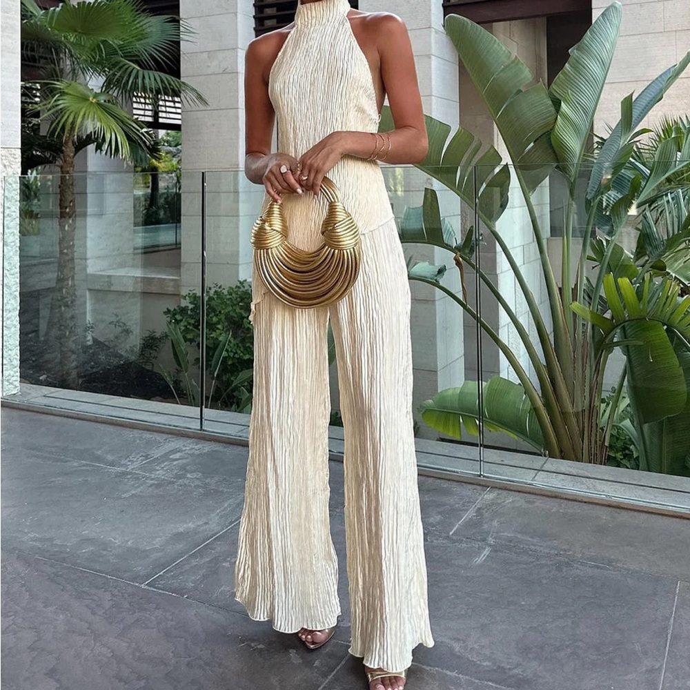 BNWT COMMENSE Elegant Cream Halter Two piece set